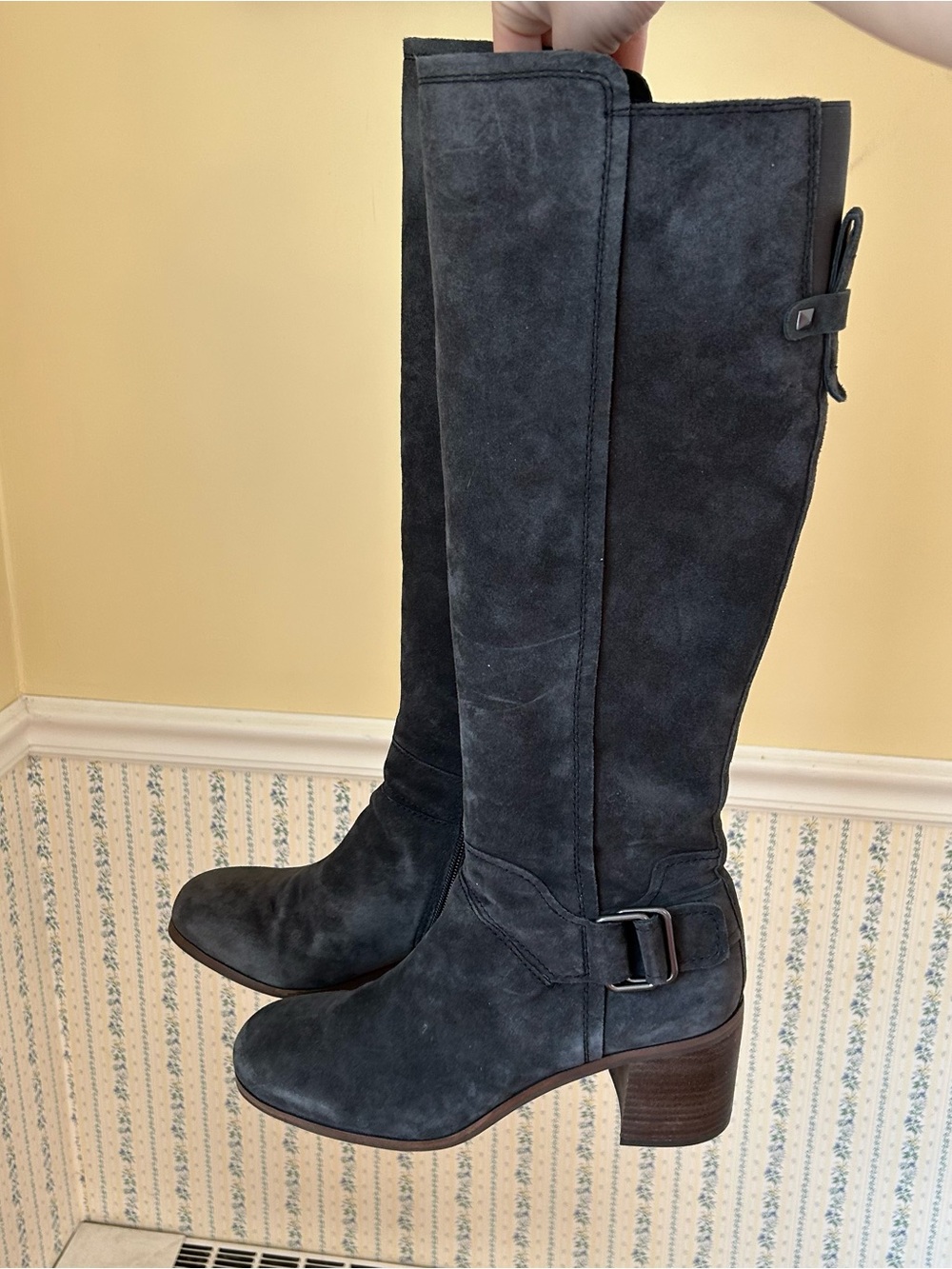 Franco Sarto Leather Knee High Heeled Boots